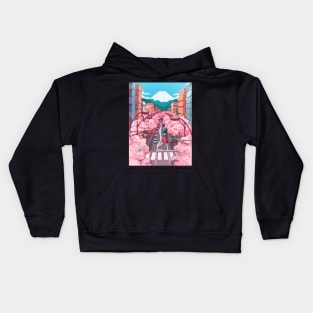 The Japanese Mount Fuji view and the pink spring in the city Kids Hoodie